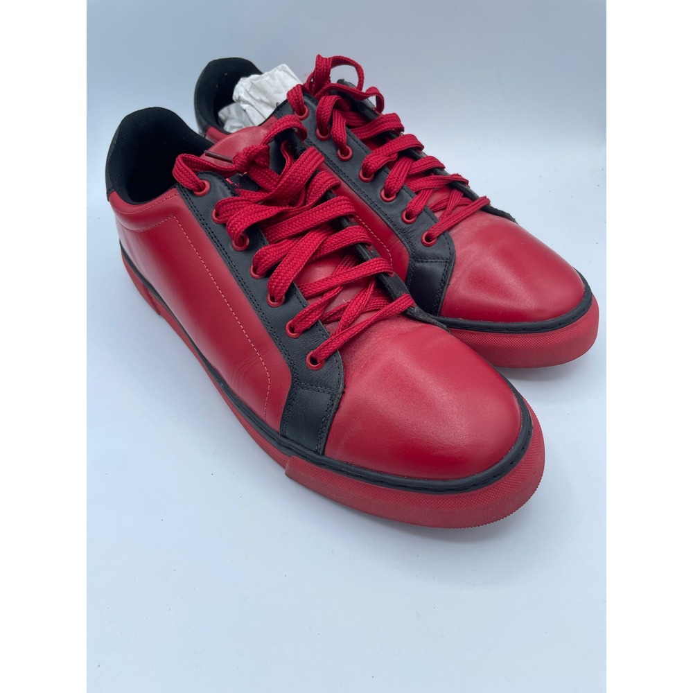 Nekta Footwear Genesis Red Black Leather Low Top Sneakers Mens Size 13